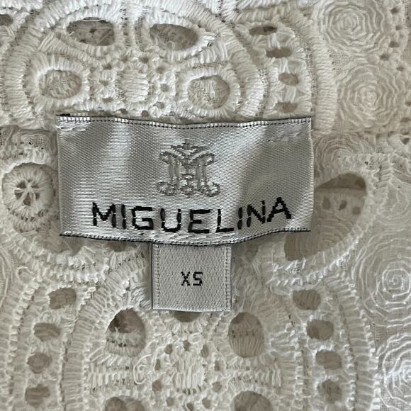 Miguelina Womens White Savannah Eyelet Crop Wrap Blouse Top XS - Picture 7 of 8